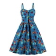 thumbnail image 1 of Vestido vintage plisado con lazo y estampado de tirantes con escote cuadrado para mujer Pompotops  ghjkhdj18825, 1 of 8