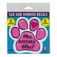 thumbnail image 1 of Window Decals, 2-Pack, Who Rescued Who? (Pink Dog/Cat Paw), 4.25" x 4" Vinyl Stickers, 1 of 6