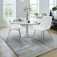 thumbnail image 3 of Modern Faux Leather Dining Chairs Set of 2 with Backrest, Sturdy Metal Legs, Upholstered Kitchen Dinning Room Chair(White, Gold Legs), 3 of 9