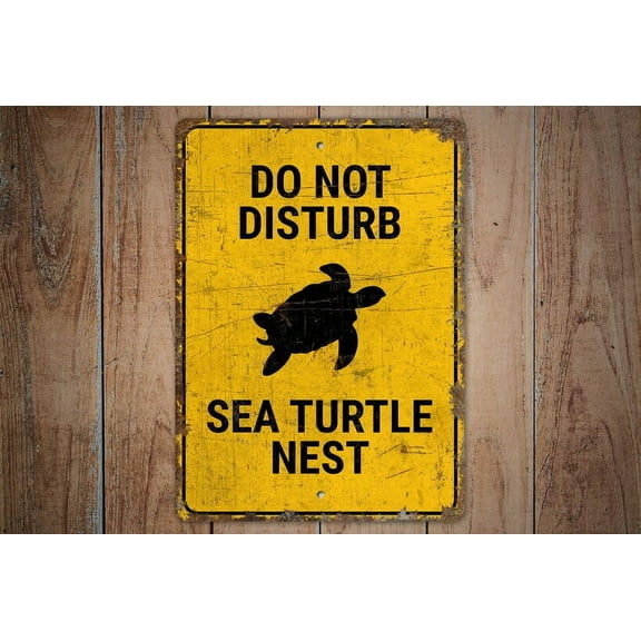 Sea Turtle Nest Sea Turtle Nest Sign Beach Decor Don't Disturb Sign Vintage Style Sign Metal Sign SIZE: 8" x 12"