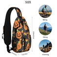 thumbnail image 5 of Sling Backpack,Halloween Pumpkins and Candy Corn Crossbody Bag with Water Bottle Holder,Waterproof Sling Bag for Men/Women with Chest Phone Holder for Hiking,Travel, 5 of 6