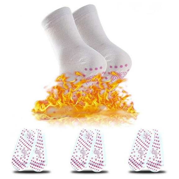 3 Pairs Self Heated Socks,Winter Thermal Foot Warmer Socks Self-Heating Therapy Magnetic Socks for Outdoor Skiing Camping