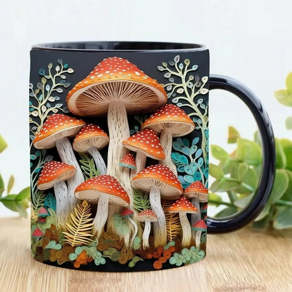 3D Mushrooms Mug Ceramic Fun Space Design Mugs Offices Multi- Drink Cup for Home Office Dorm A