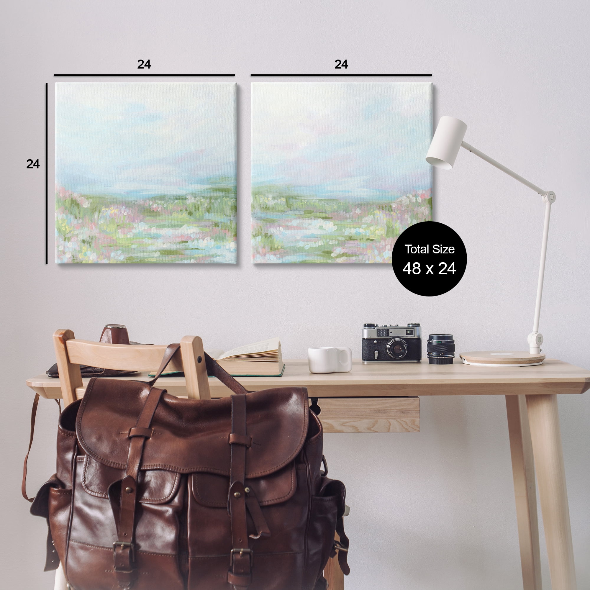 Stupell Industries Pastel Abstract Spring Field Landscape & Nature Painting Wrapped Canvas Art Print Wall Art, 24 x 24, Set of 2