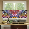 thumbnail image 4 of Yayeee Kitchen Curtains Set of 2 Light Filtering 57"x24" Over Sink Window Panels, Colorful Wavy Plaid, 4 of 7