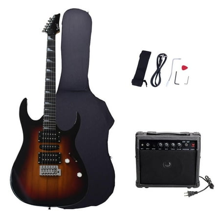 Glarry 6-Strings Right-Hand Electric Guitar with 20W Amplifier for Beginner, Brown