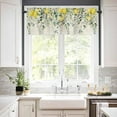 thumbnail image 3 of Summer Lemon Floral Kitchen Curtains and Valances Set, Rod Pocket Curtains Tier Farmhouse Window Curtains 36 Inch Length, Sage Green Eucalyptus Leaves Botanical 3 Piece Kitchen Curtains Set, 3 of 6