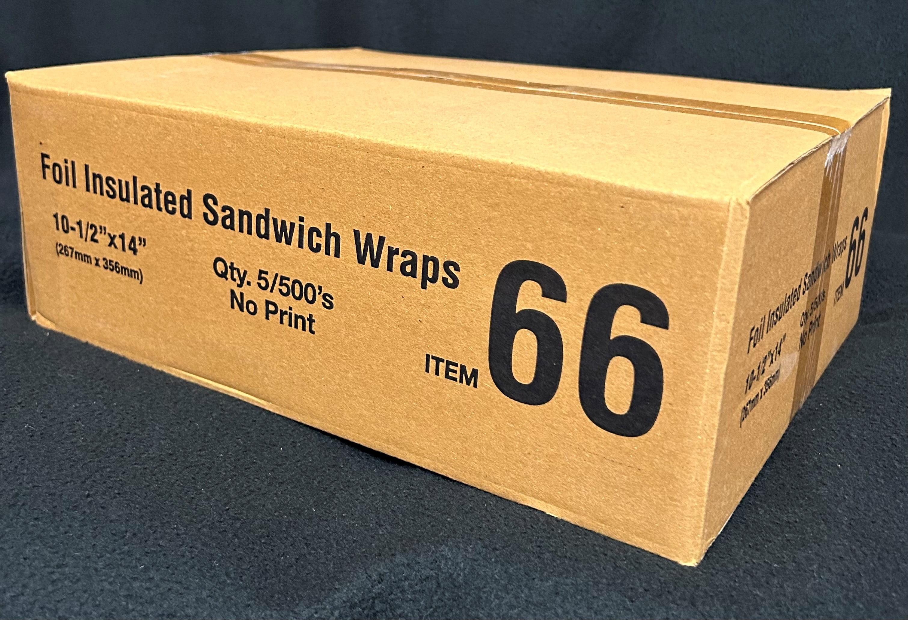 2,500 Insulated Cushion Foil Paper Sandwich Wrap 10-1/2" x 14", 5 bundles of 500 wraps each