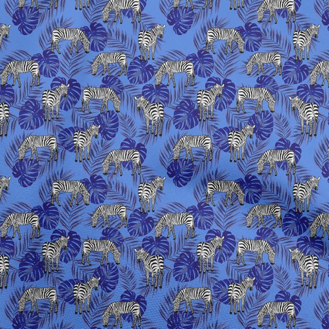 oneOone Tissu Jersey Coton Bleu Matériel Robe Tropicale Tissu Imprimé Tissu au Mètre 58 Pouces de Large