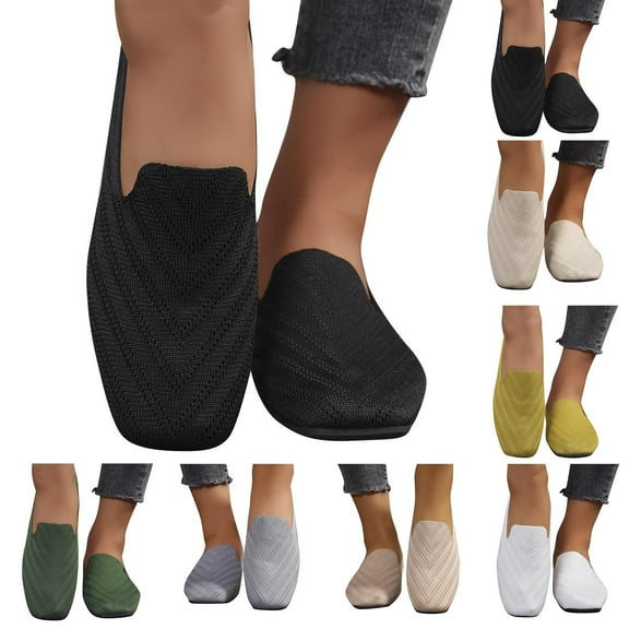 Miluxas Comfortable Square Toe Flats Shoes Women , Slip On Ballet Flats for Women, Casual Women's Flats for Walking