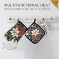 thumbnail image 4 of Yayeee Oven Mitts and Pot Holder Set of 2 Heat Resistant Kitchen Gloves Baking Hot Pad, White Christmas Leaves, 4 of 5