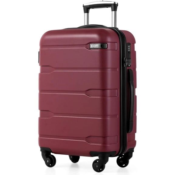 Coolife Carry-On Luggage, 22 x 14 x 9 Inches, Airline-Approved Hardside Spinner Suitcase with TSA Lock and 360° Wheels