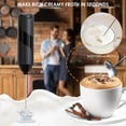 thumbnail image 2 of Milk Frother Handheld, Electric Coffe Frother, Drink Mixer with Stainless Steel Frother Stand, Mini Foam Maker, Electric Whisk for Milk Coffe Matcha Latte, Battery Operated, Black, 2 of 7