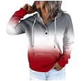 thumbnail image 1 of WEAIXIMIUNG Chandails en Molleton Courts pour Femmes Chandail à Capuchon Automne et Hiver Style de Rue Changeant Progressivement de Couleur Col à Boutons Poche Cordon de Serrage Chandail à Capuchon de Sport Décontracté (2), 1 of 5