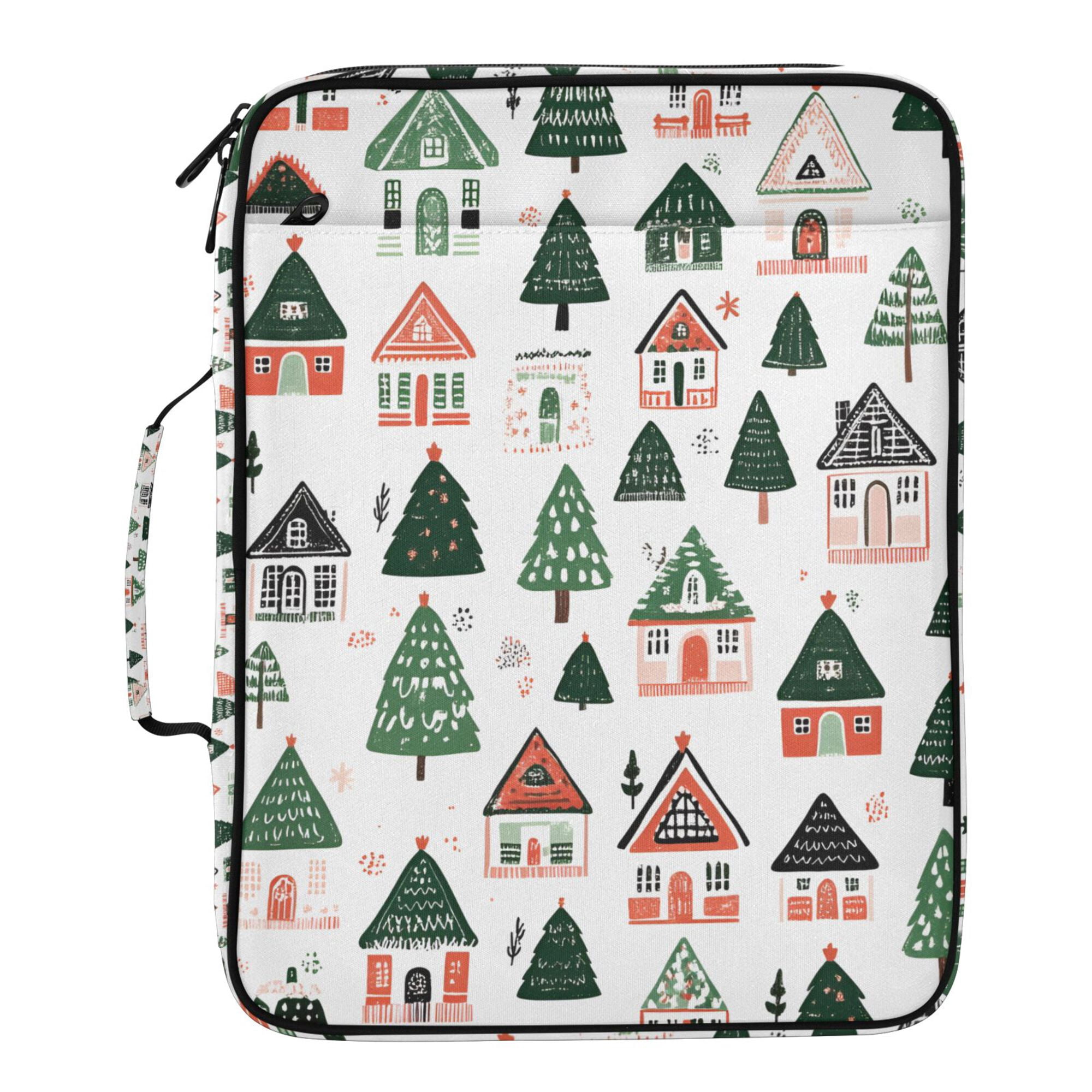 FORMRS Accordion File Folder A4 Size 7-Pocket Expanding Document Organizer Bag with 3 Ring Binder, Orange Christmas House