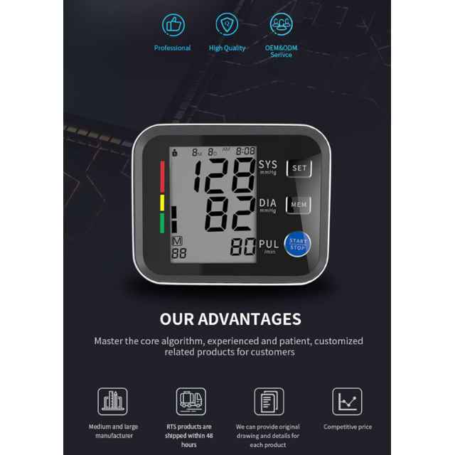 Monitor de presión arterial, pulseras digitales de brazo superior BP con memoria de detector de pantalla retroiluminada para uso doméstico TUNC Sencillez