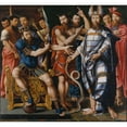thumbnail image 2 of Master of the Dinteville Allegory 21x20 Black Ornate Framed Double Matted Museum Art Print Titled: Moses and Aaron Before Pharaoh; an Allegory of the Dinteville Family (1537), 2 of 5