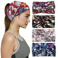 thumbnail image 6 of Tzou 4pcs Women Boho Headbands with Button Hair Bands Wide Elastic Sports Headwear No Slip Fashion Workout Headwrap Hair Styling Accessories for Girls Nurse Mask Yoga Running Ear Saver Set 5, 6 of 7