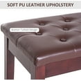 thumbnail image 4 of Favory Piano Bench, Duet Piano Chair with Faux Leather Padded Cushion and Wooden Frame, Button Tufted Keyboard Bench, Brown, 4 of 9