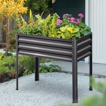 KING BIRD Raised Garden Bed with Legs Galvanized Elevated Planter Box for Backyard, Patio, Balcony, 33.9x17.7x31.5in, Dark Grey