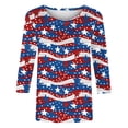 thumbnail image 5 of JOANKDMI Women's American Flag Shirts 3/4 Sleeve 4th of July Independence Day Crew Neck Tops Patriotic Holiday Festival Fashion T Shirts, 5 of 7