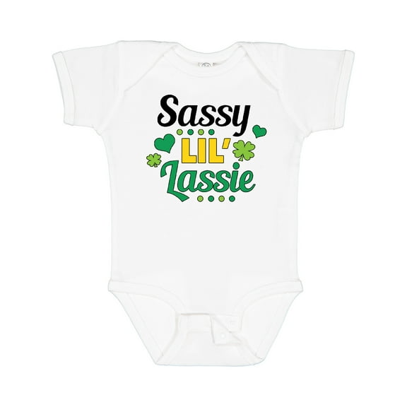Inktastic Saint Patrick's Day Sassy Lil' Lassie with Shamrocks Girls Baby Bodysuit