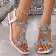 thumbnail image 2 of Rokment Bridal Glitter Rhinestones Butterfly Dressy Sandals for Women Delicate Elegant Square Toe Clear Chunky Block Slingback High Heels Bride Wedding Summer Dress Pumps 2026 White Size 6, 2 of 6