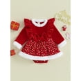 thumbnail image 2 of Baby Girl Christmas Romper Cute Ruffle Long Sleeve Star Print Skirt Bodysuit Newborn Playsuit, 2 of 7