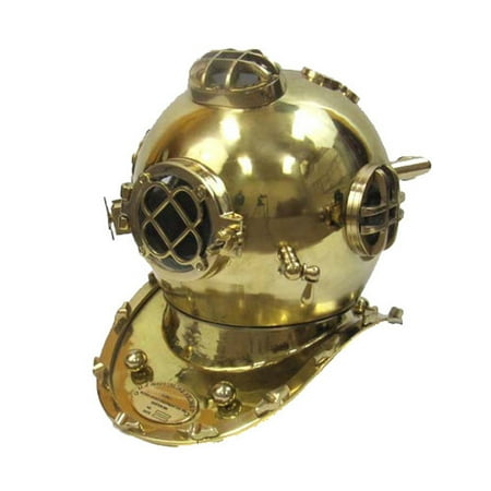 EC World Imports Antique Reproduction Solid Brass U.S. Navy Mark V Diving Helmet