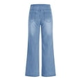 thumbnail image 5 of Tawop Ladies Jeans Elastic Waistband Relaxed Fit High Rise Wide Leg Straight Womens Jeans, 5 of 9