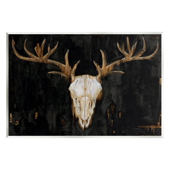Stupell Industries Deer Antlers Skull Dark Rustic Animals & Insects Painting Unframed Art Print Wall Art