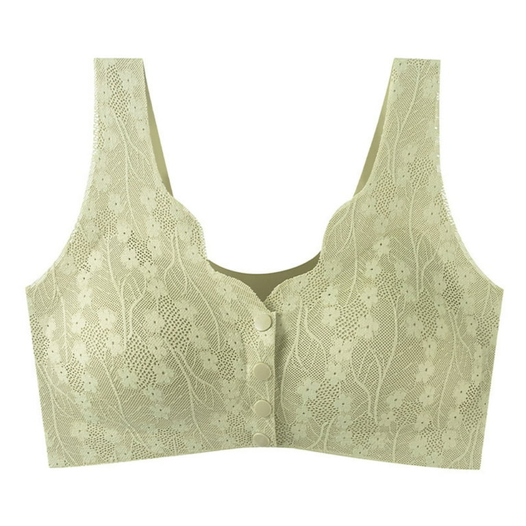 AIEOTT Wirefree Bras for Women, Plus Size Front Closure Lace Bra