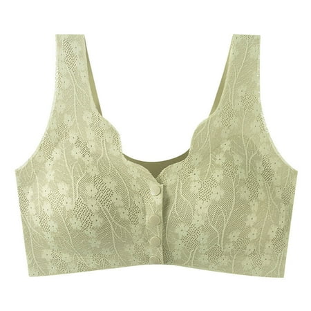 LAJPXKHY Plus Size Bras for Women Front Closure Button No Underwire Lightly Bras Lace Comfy Seamless Lingerie