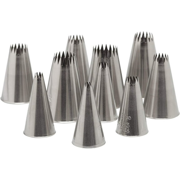 Ateco 870 - 10 Piece French Star Tube Set, Stainless Steel Pastry Tips, Sizes 0 - 9