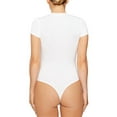 thumbnail image 4 of LUXUR Combinaison Femme Manches Courtes T-Shirt Body Col Rond Hauts Justaucorps Décontractés Couleur Unie Blanc L, 4 of 5