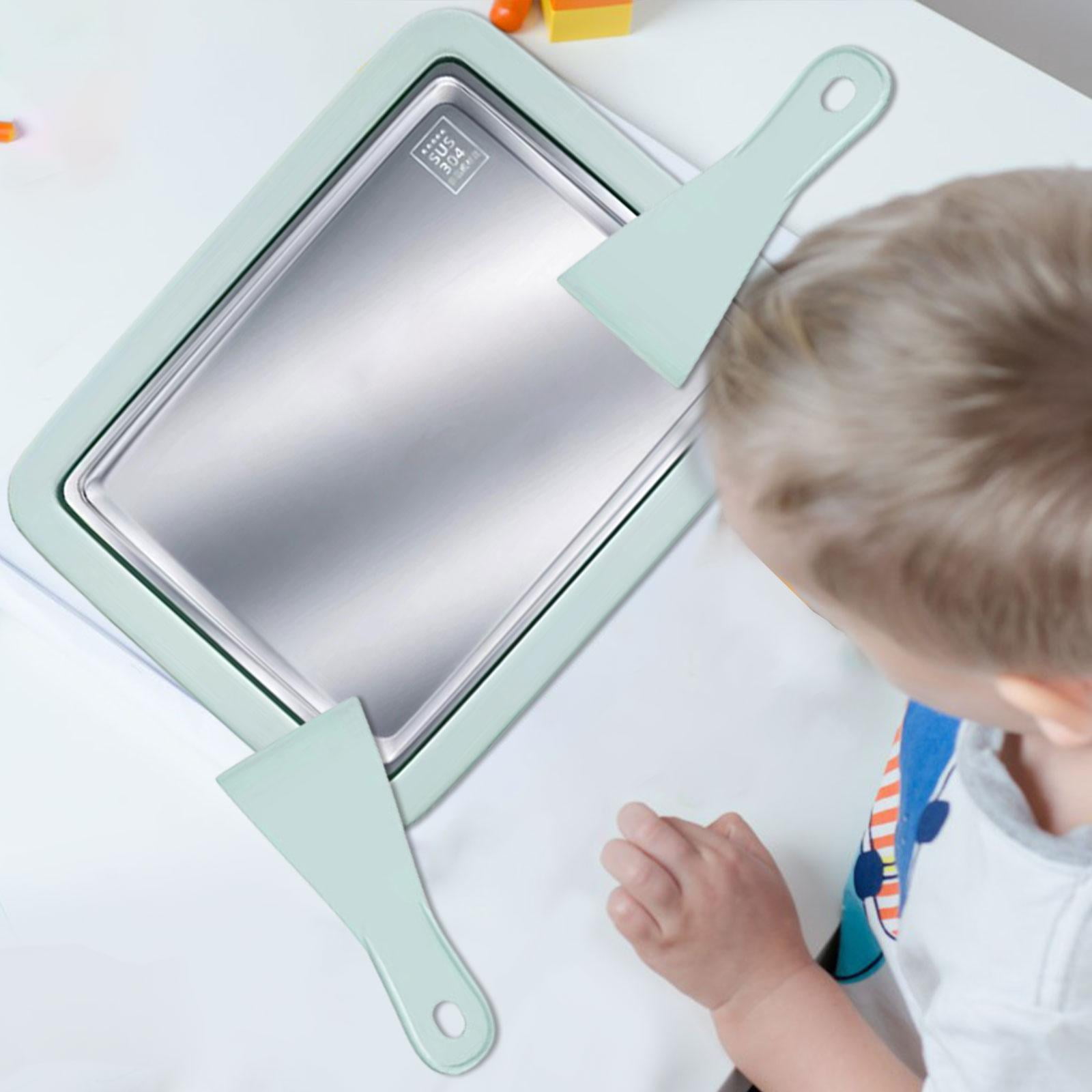 Tongina Cold Pan Plate DIY Portable Multipurpose Household Sweet Spot Pan Ice Cream Plate Maker for Sorbets Yogurt Soft Serve Green