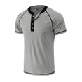 thumbnail image 3 of SWSMCLT Men's Soft T Shirt Lightweight Slim Fit Tee Cotton Short Sleeve Henley Shirt Fashion Stretch Summer Grey X-Large, 3 of 4