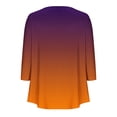 thumbnail image 3 of RXIRUCGD T-shirt Imprimé Décontracté d'Été pour Femmes Manches Trois-Quarts Col Rond Froncé Blouse, Orange, Taille : m, 3 of 4