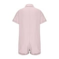 thumbnail image 5 of ShomPort Jumpsuits for Women Cotton Linen Button down Collared Loose Overalls Short Sleeve Wide Leg One Piece Rompers (X-Large, Pink), 5 of 6