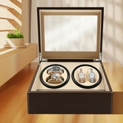 4+6 Leather Auto Self-winding Watch Winder Storage Display Case Box Dual Motor