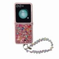thumbnail image 2 of For Samsung Galaxy Z Flip 6 Case, Galaxy Z Flip 6 Cover 6.7",  Flash diamond 3D Full Body Gemstone stone butterfly With a bracelet for Women Girls Crystal Anti-Shock Phone Case,Pink, 2 of 5