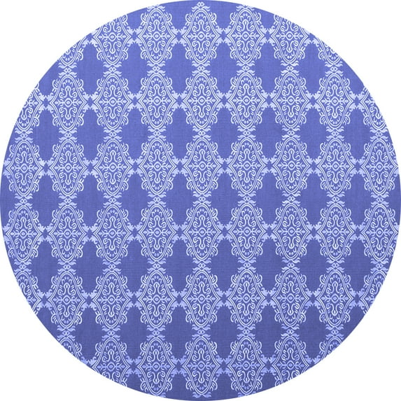 Ahgly Company Machine Washable Indoor Round Abstract Blue Contemporary Area Rugs, 8' Round