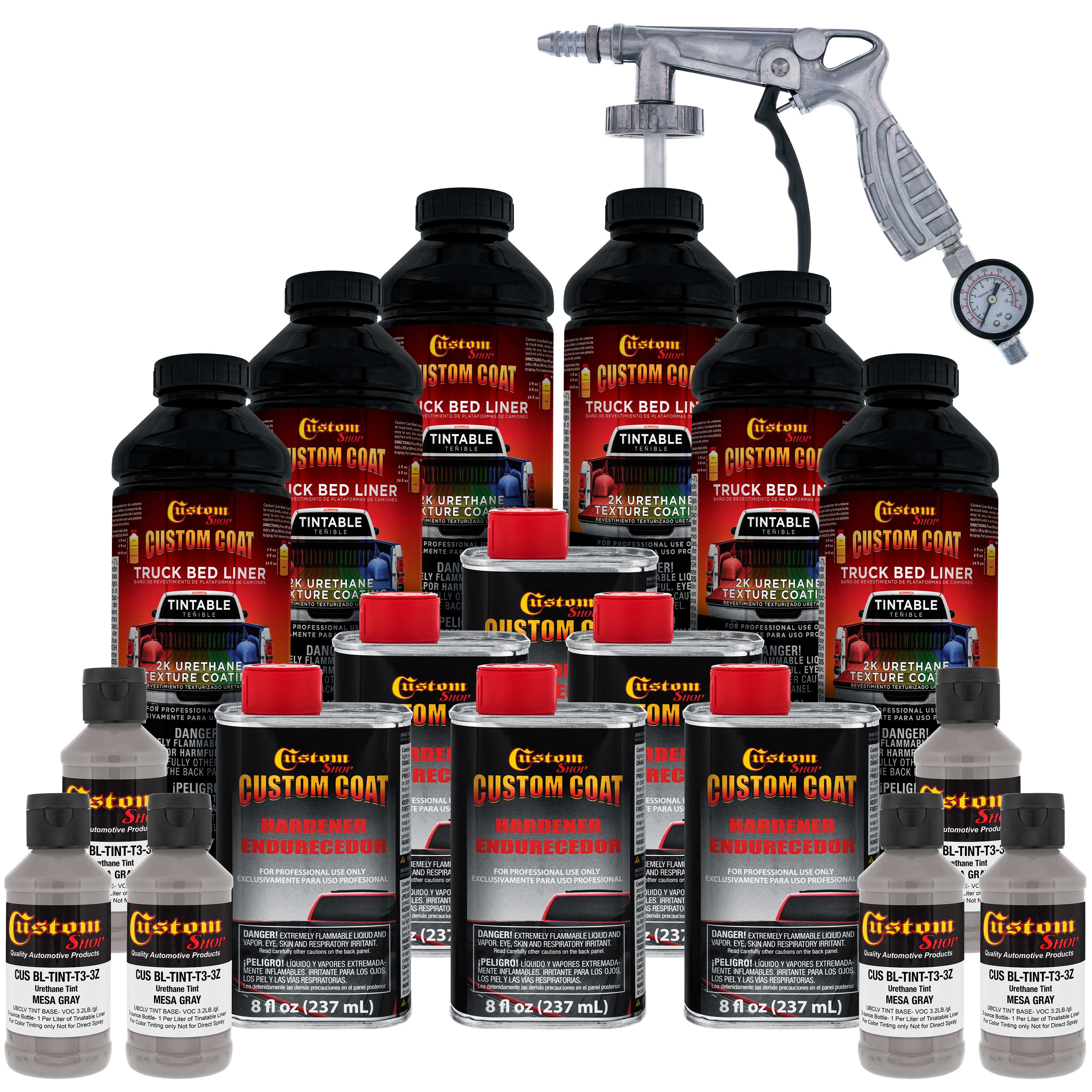 Custom Coat Mesa Gray 1.5 Gallon Urethane SprayOn Truck Bed Liner Kit