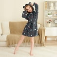 thumbnail image 3 of FORMRS Niños Bathrobe Unisex Hooded Robe Soft Plush Pajamas Sleepwear, Size 4-6T, Blue Stars Pattern, 3 of 7
