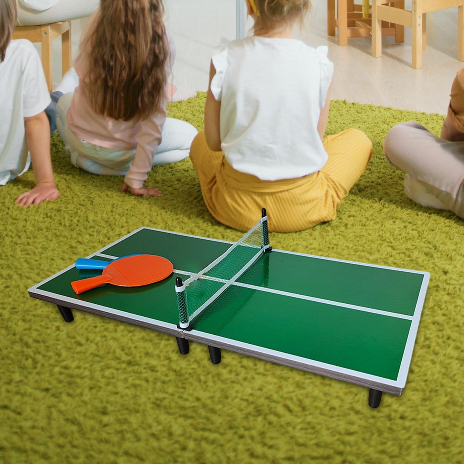 DimyFew Desktop Ping Pong Table 2 Paddles Portable Sports Compact with Net for Apartment