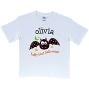 Personalized Batty Bout Halloween Kids' White T-Shirt