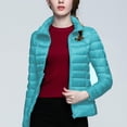 thumbnail image 2 of Puffer Jacket Womens Casual Lightweight Quilted Down Stand Collar Packable Solid Color Puffy Coats Outwear, 2 of 7