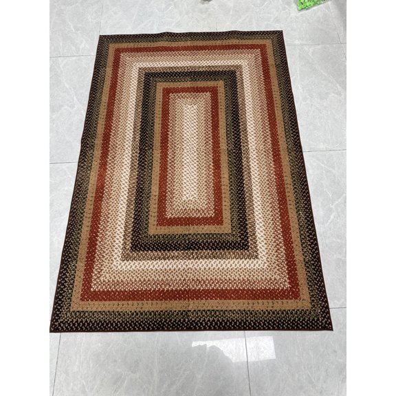 Yesfashion Carpets Area Rugs Washable Pile (1200Gsm) Pearl Velvet Cotton Tpr Washed Folding Backing Carpet-Texture-Brocade Red and black color 8*10ft