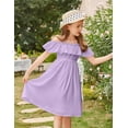 thumbnail image 6 of Arshiner Girls Summer Floral Ruffle Sundress Cold Shoulder Casual Holiday Dresses, 6 of 6