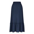 thumbnail image 5 of Feancey Summer Skirts for Women 2025 Vacation Midi Skirt with Pockets Elastic Waist Casual Ruffled Skirts Solid Color Flowy Beach Long Skirt Navy XXL, 5 of 10